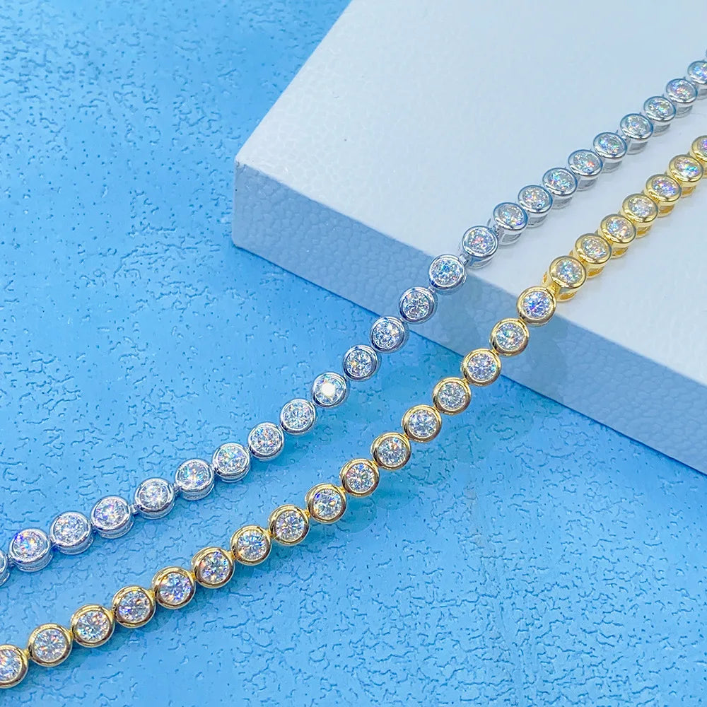 GRA Certified D Color 2-3mm Full Moissanite Tennis Bracelet For Women S925 Silver Plated 18K Bubble Diamond Link Bracelets
