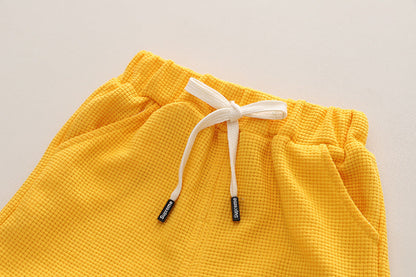 Korean Children Summer Sets Girl Boy Sleeveless Vest Shorts Suit Child Clothing Fashion Outfits Kids Costume