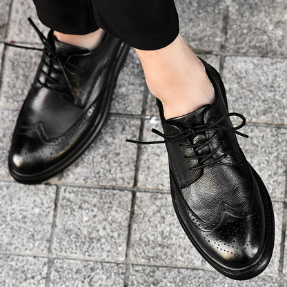 Big Size Mens Formal Genuine Leather Dress Shoes British Stylish Business Dress Men Flats High Quality Brogues Oxford Shoes Men