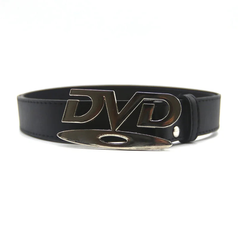 Unisex Nostalgic DVD Buckle Belt Versatile Black White Decorative Waist Straps Belt for Men Women Jeans Matching Gift for Her