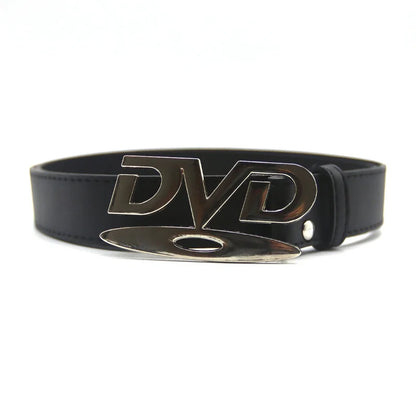 Unisex Nostalgic DVD Buckle Belt Versatile Black White Decorative Waist Straps Belt for Men Women Jeans Matching Gift for Her