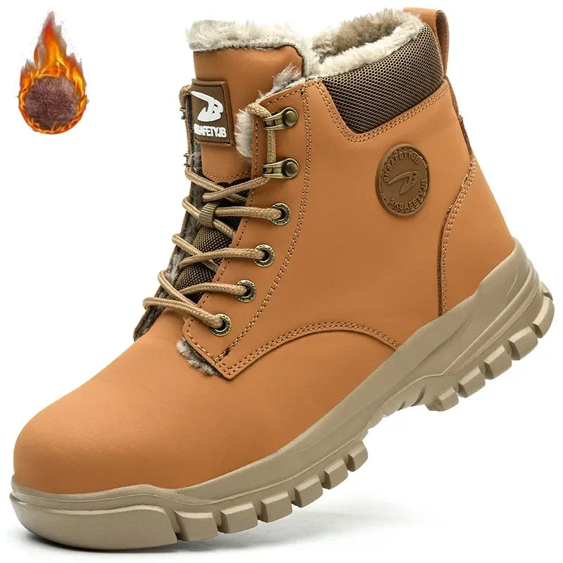 New 2024 Fashion Winter Warm Labor Boots For Men Waterproof Steel Toe Cap Safety Work Shoes Sneakers Male Footwear