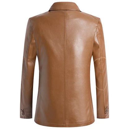 2025 Autumn Jacket Men Solid Color Leather Coat Jacket Casual Motorcycle Biker Coat Leather Jackets Male Big Size 6XL 7XL