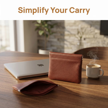 Black/Brown PU Leather Self-Closing Coin Purse No Zipper Mini Pouch Multifunctional Storage Bag for Coin Key Earbud Men Women