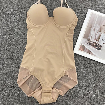 Thin Shapewear Bodysuit with Built in Bra Tummy Control Postpartum Slimming Underwear