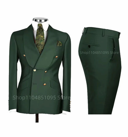 Solid Slim Fit 2 Piece Wedding Men's Tuxedos Formal Groom Suits with Shawl Lapel Blazer And Pants for Prom Party Best Man