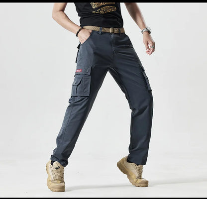 Autumn Work Pants Men Multi-pockets Cargo Trousers Casual Wear-resistant Workwear Spring Straight Pant Outdoor Hiking Trousers
