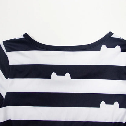 Carnival Party Children Black And White Stripe T-Shirt+Skirt+Bag Sets Kids Cartoon Cats Cosplay Costume Party Outfits 4-8Y