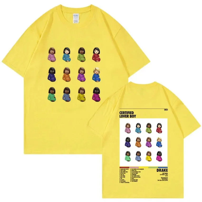 Rapper Drake Certified Lover Boy Album Print Graphic T Shirt Unisex Hip Hop Fashion T-shirt Men's 100% Cotton Oversized T-shirts