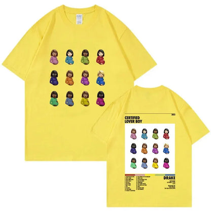Rapper Drake Certified Lover Boy Album Print Graphic T Shirt Unisex Hip Hop Fashion T-shirt Men's 100% Cotton Oversized T-shirts