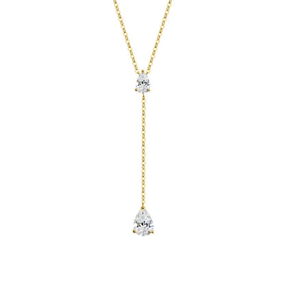 18k Plated Pear Cut All Moissanite Necklace Pendant 2 Gems Luxury Water Drop Jewelry Women Girls Real 925 Sterling Silver