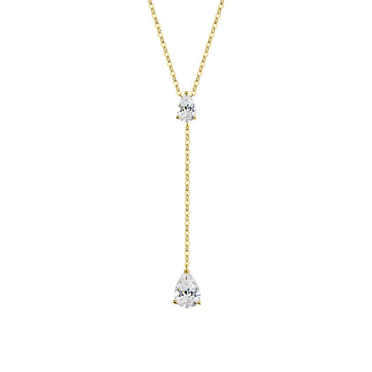 18k Plated Pear Cut All Moissanite Necklace Pendant 2 Gems Luxury Water Drop Jewelry Women Girls Real 925 Sterling Silver