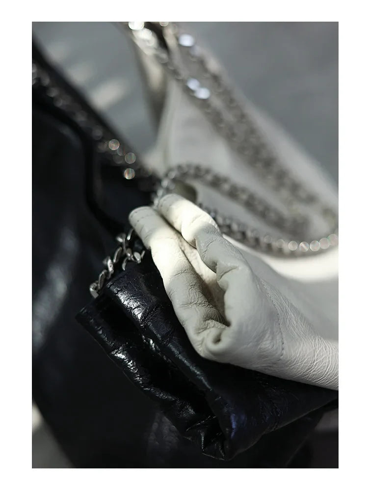 Women Genuine Leather Luxury Chain Single Shoulder Bags Large Capacity Soft Handbag Suitable For Working And Travling