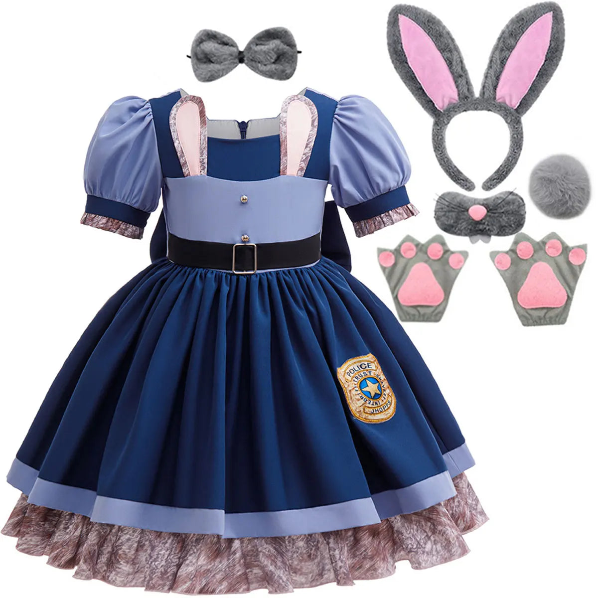 2026 Disney New Year Movie Zootopia 2 Adventures Judy Hopps Carnival Baby Girl Cosplay Judy Hopps Rabbit Officer Uniform Dress