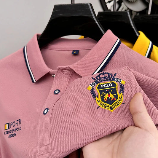 Designer Quality Men's Polo Shirt Lapel Long Sleeve T-Shirt Autumn New Badge Horse Embroid Fashion Business Casual Menswear Top