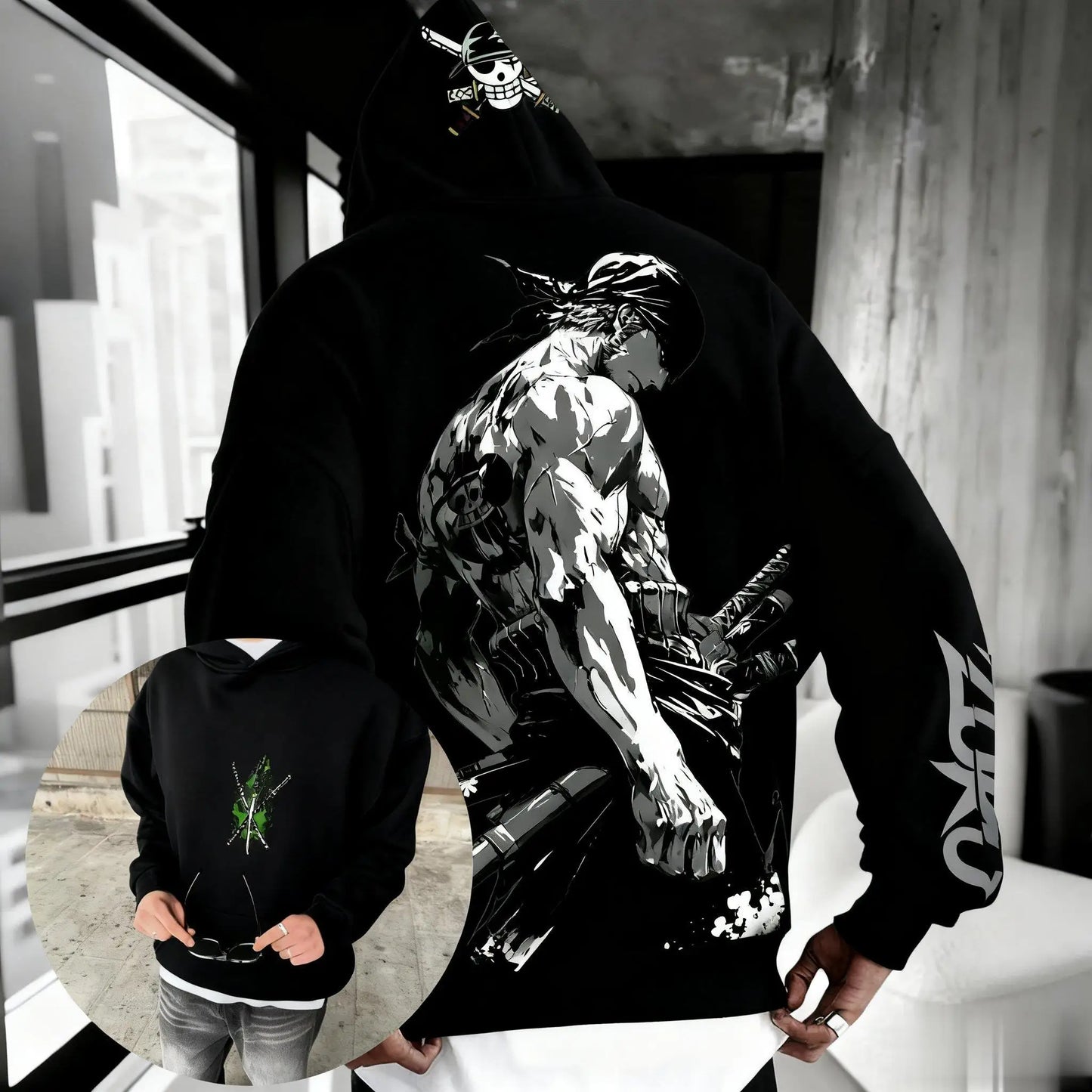 Unisex One Piece Zoro Anime Hoodie Winter New Pullover Men Women Streetwear Oversized Loose Casual Y2k Top Sweatshirt Winter New