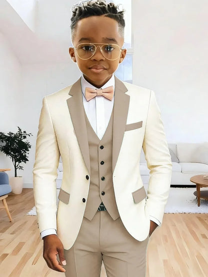 Multi-colors Boys Suits 3 Pieces Jacket Vest Pants Wedding Ring Bearer Outfit Handome Slim Fit Tuxedo For Birthday Party