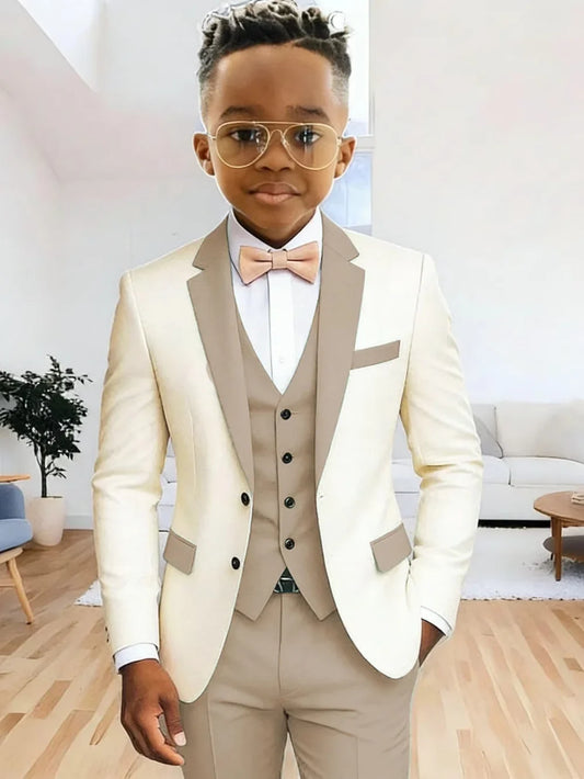 Multi-colors Boys Suits 3 Pieces Jacket Vest Pants Wedding Ring Bearer Outfit Handome Slim Fit Tuxedo For Birthday Party