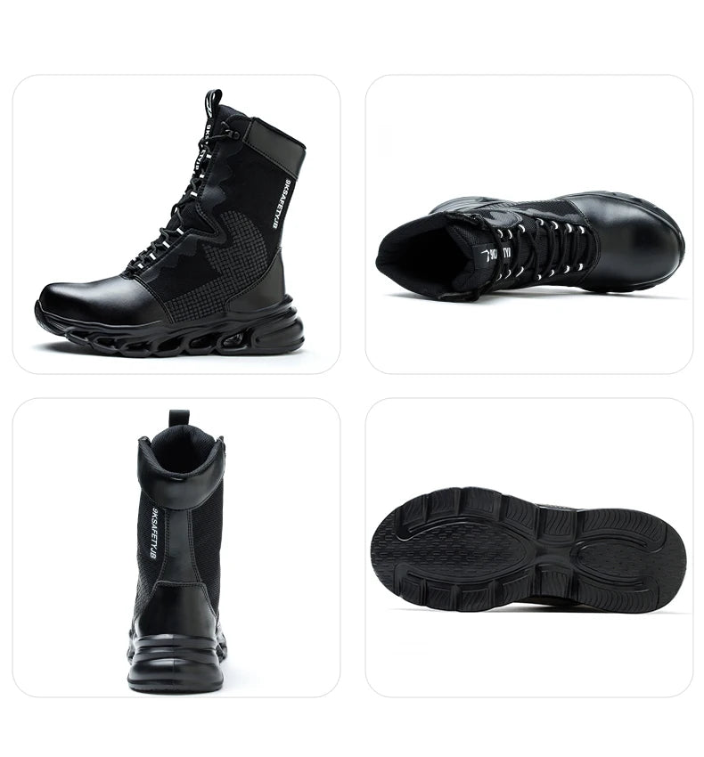 Safety Shoes Men Boots High Top Work Sneakers Steel Toe Anti-smash Puncture-Proof Work Boots Breathable Indestructible Shoes
