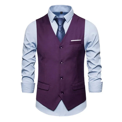 Blue Suit Vest, Men's Business Sleeveless Vests Jacket, Asian size S-6XL, Wedding Party Waistcoat, Red Purple Black Gray