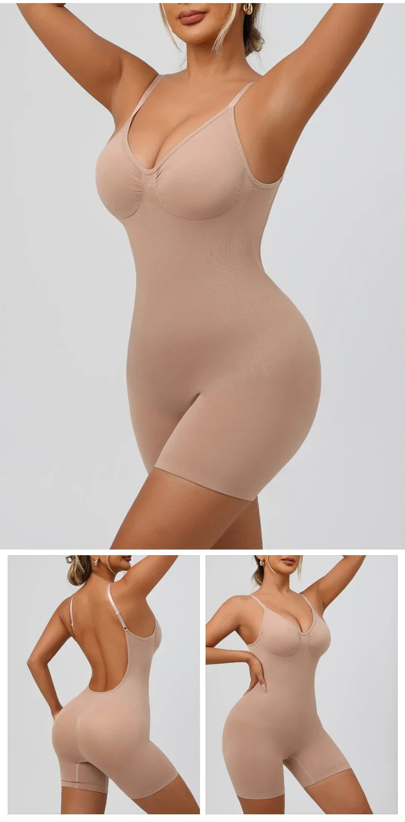 Seamless Low Back Bodysuit Shapewear Women Butt Lifter Smooth Body Shaper Backless Slimming Sheath Flat Belly Corset Underwear