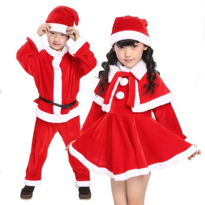 New Year Children Christmas Clothes Santa Claus Red Outfits Cosplay Costume Set Warm Classic Xmas Suit Wear Boys Girls Toddler