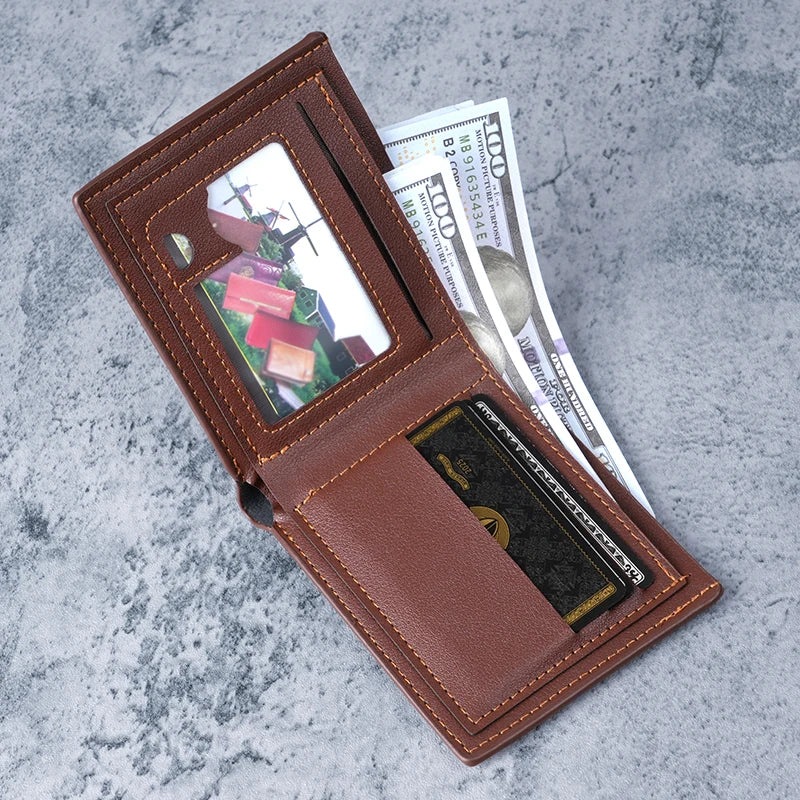 Fashionable PU Leather Men's Compact Wallet Wish Amazon Bestseller 100 Dollar Pattern Men's Coin Purse