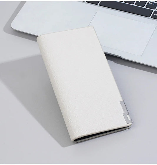 Portefeuille homme long ultra-fin en toile pliable Style rétro simple en tissu Portefeuille homme en lin Grande capacité