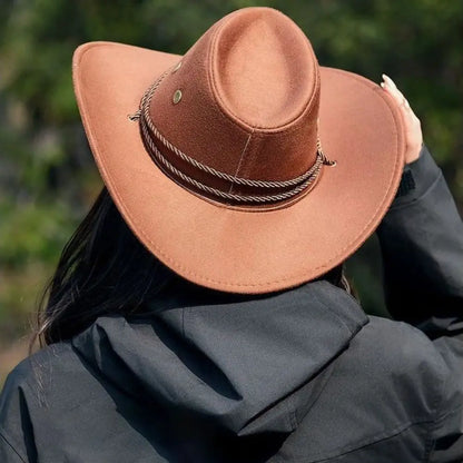 Fashion Western Style Western Cowboy Hat Ethnic Style Large Brim Felt Fedora Hats Jazz Hat Unisex
