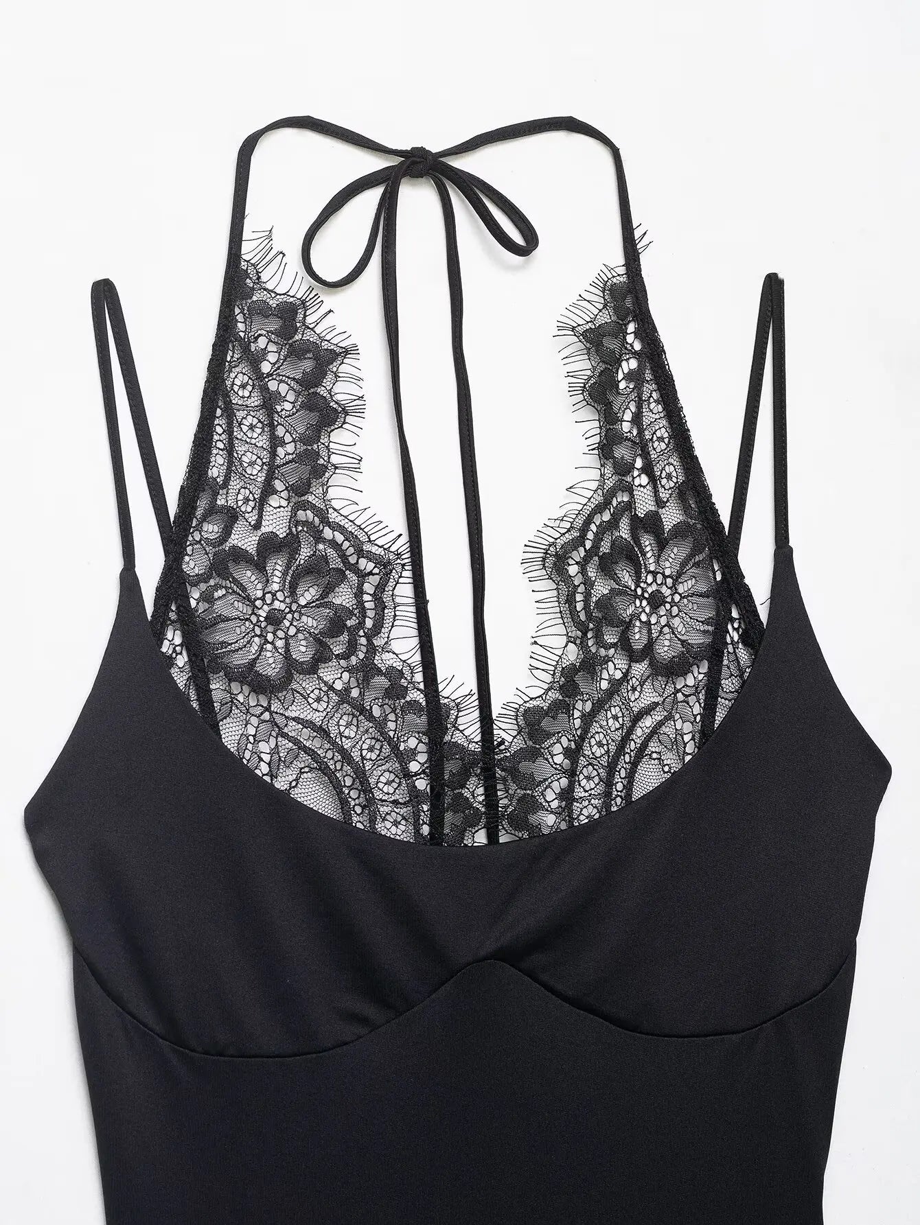 Women Sexy Slim Bodysuits Chic Lace Partwork Sleeveless Fashion Backless Sling Tops 2026 Newest Lady Casual Playsuit