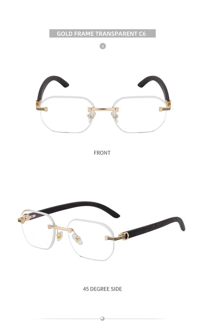 2026 Wooden Rimless Sunglasses Women Trendy Vacation Sunscreen Square Sunglass Men Luxury Vintage Retro Fashion Glasses Occhiali