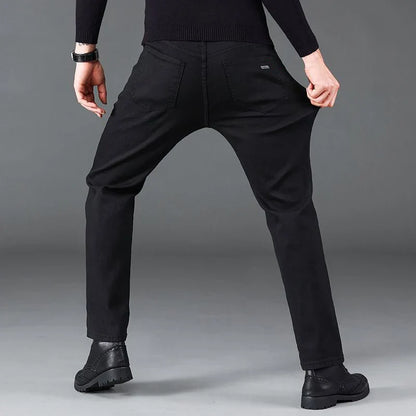 2024 Fashion Men Stretch Loose Straight Jeans Casual Elastic Slim Fit Denim Pants Male Brand Business Trousers Large size 38 40
