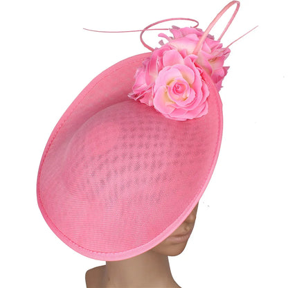 Gorgeous Formal Dress Wedding Fedora Cap Women Big Derby Headpiece Flower Fashion Fasinator Hat Handmade Occasion Millinery Cap