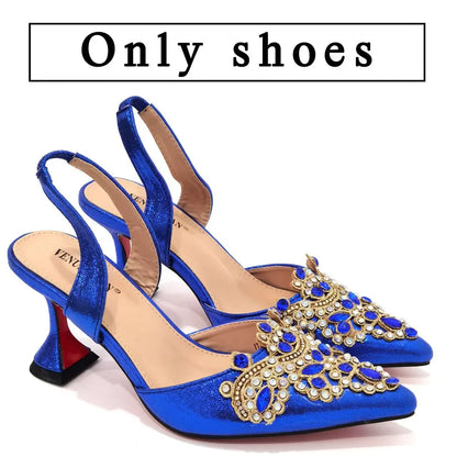 2023 New Fashion Simple And Versatile Silver Pointed Toe High Heels Comfortable To Wear Party Ladies Shoes And Bag