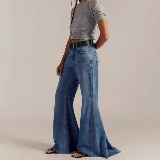 Streetwear Vintage Skinny Washed Flared Jeans Women Korean Fashion High Waist Slim Straight Pants 2025 New Casual Flared Jeans