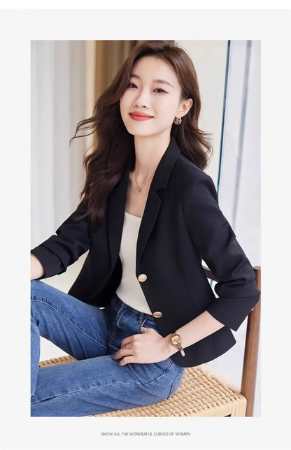 Advanced Sense Temperament Slim Small Blazers New Spring Autumn Short Women Jacket Casual Coffee Suit Coat Female Blazer Outwear