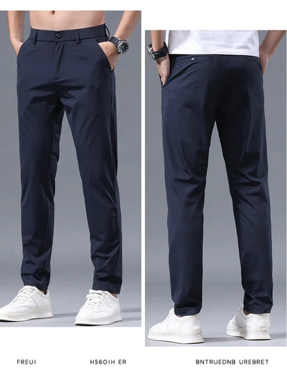 Summer New Stretch Soft Suit Pants Men Thin Fashion Business Elastic Waist Korean Slim Brand Clothes Casual Formal Trousers Male