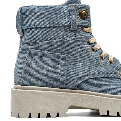 Breathable Men Boots Winter Denim Cloth Mens Ankle Boots Retro Work Boots Platform Men Casual Shoes Handmade High Top Shoes