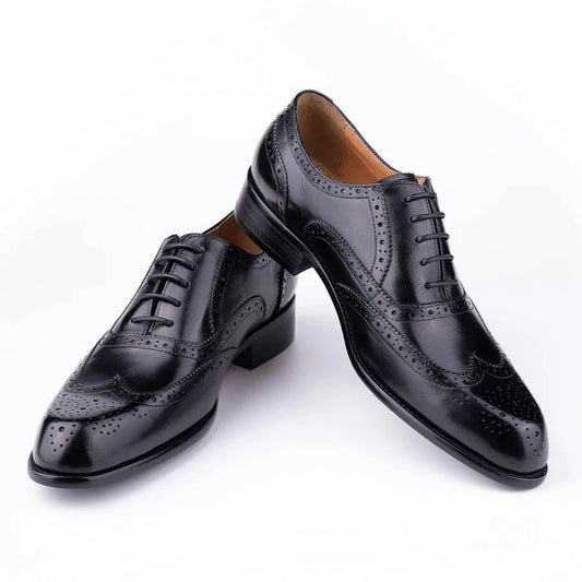 Fashion New Trend Oxford Shoe Mens Handmade Carving Craft Wedding Party Shoes Elegant Genuine Leather Lace Up Derby Shoes