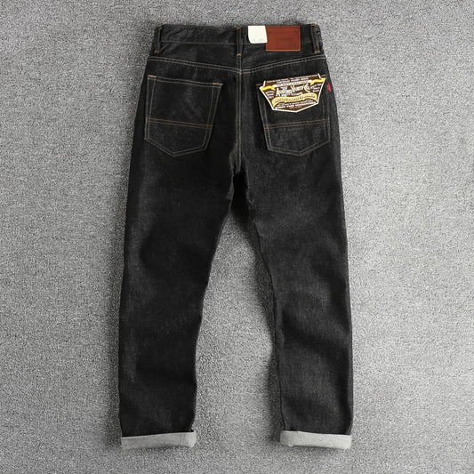 Heavy May Khaki vintage black jeans men wash primary color comfortable small straight version of the trend pants
