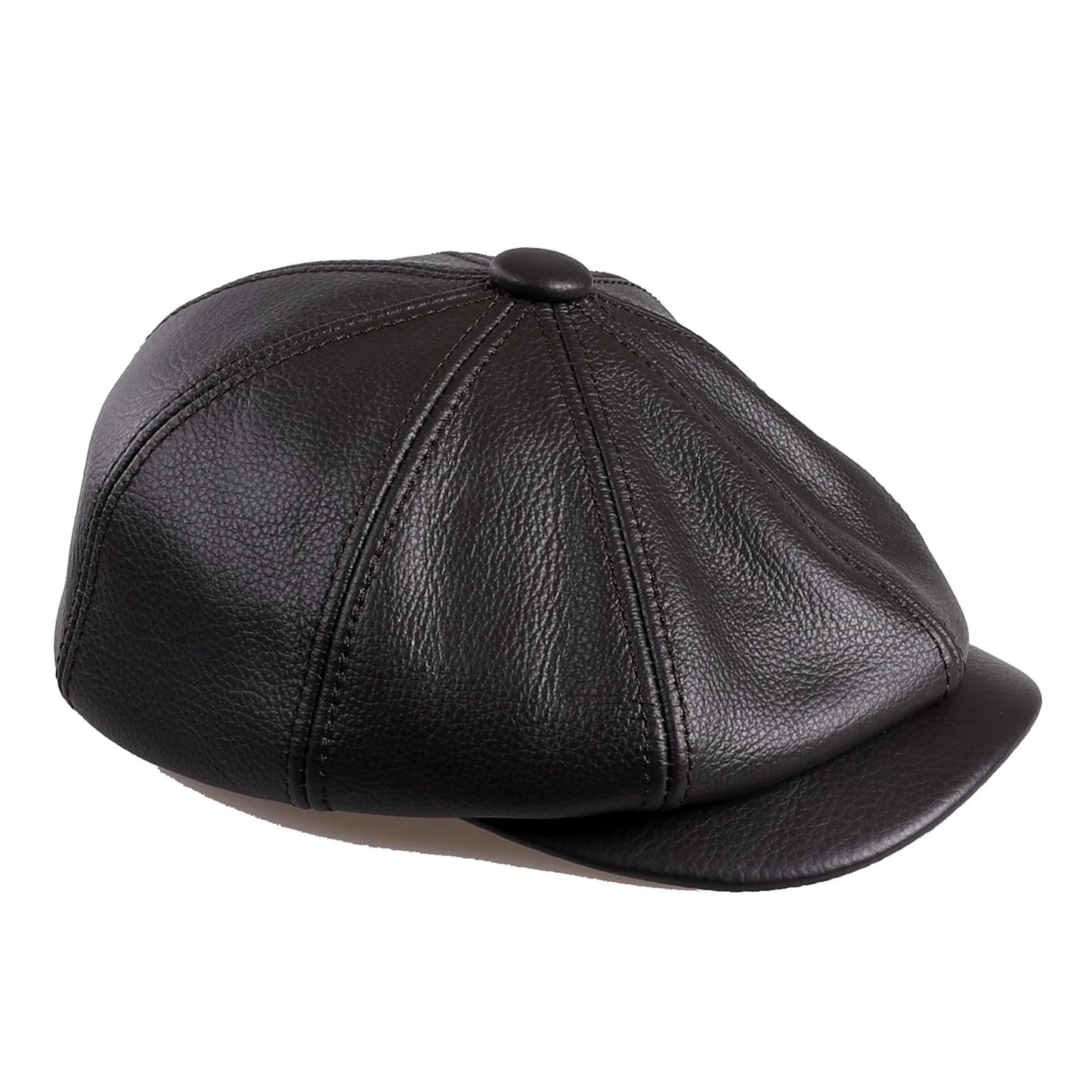 Men's Newsboy Flat Cap 100% Genuine Cowhide Leather Gatsby Ivy Golf Cabbie Driving Hat 8 Panels Classic Design
