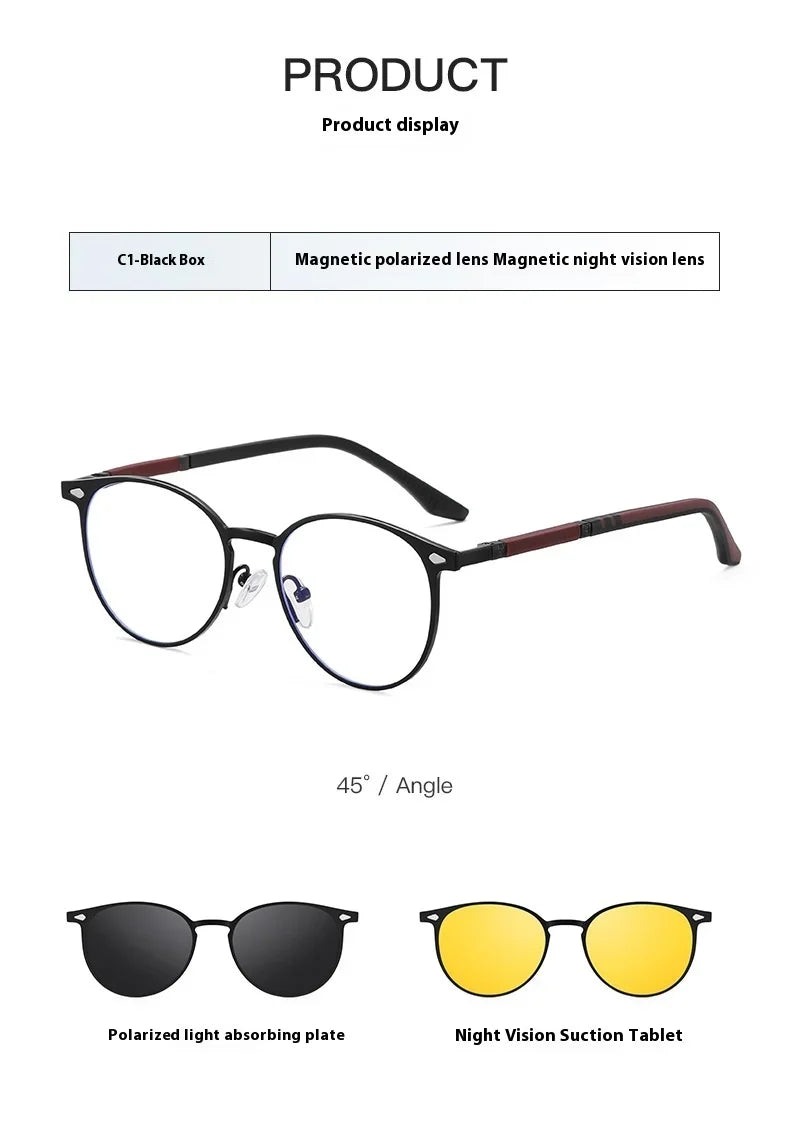 New Style 3 In 1 Metal Magnet Clip On Polarized Sunglasses Men Women Luxury Brand Design Sun Glasses Frame Eyewear UV400
