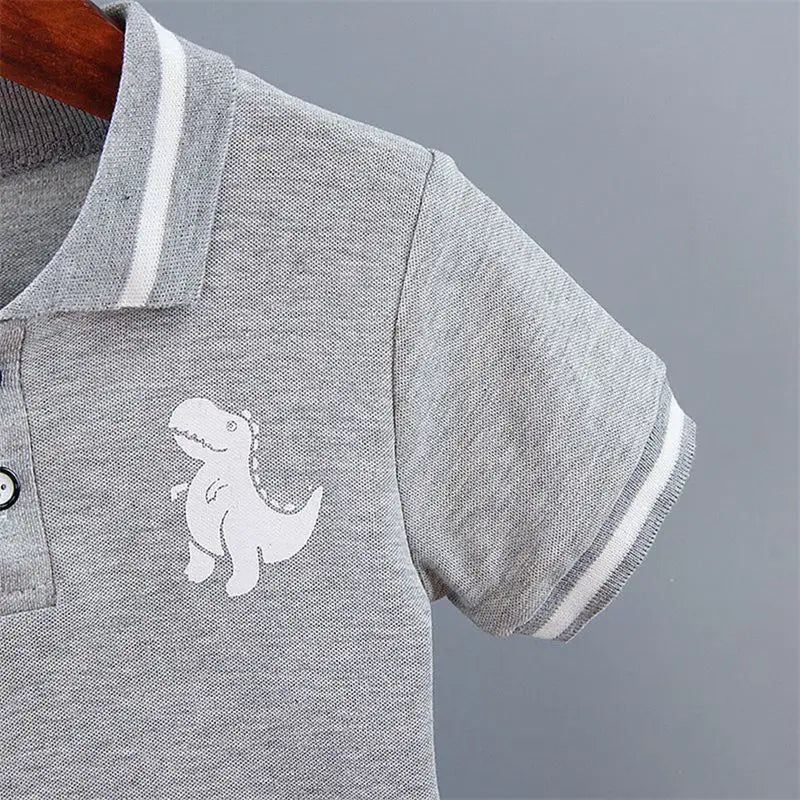 Summer Baby Boy Casual Clothes Cartoon Dinosaur T-Shirt Short Pants 2Pcs/Set Sport Kids Lapel Suits Children Fashion 0-5 Years