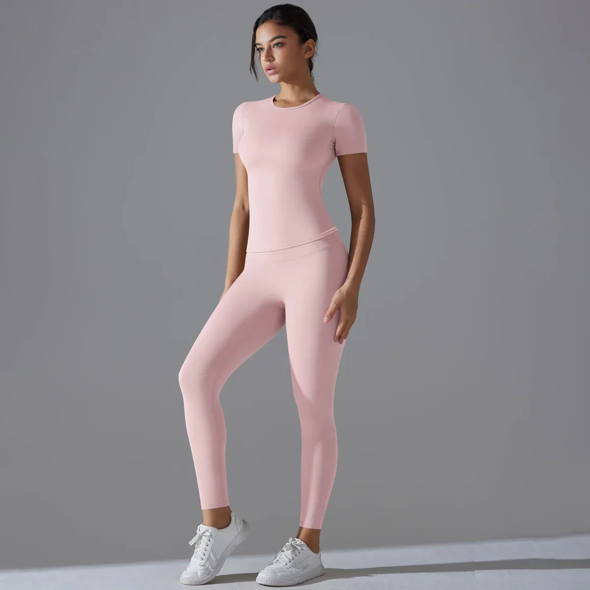 Quick-Drying Gym Leggings Set Yoga Suit Sports Set Sleeve Breathable Stretchy GYM Yoga Slim Fitness Active Top Tight Yoga Pant