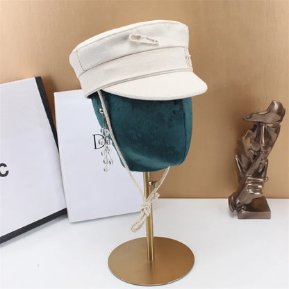 Brand Designer New Winter Embroidery Letter Baker Boy Straw Caps Purple Newsboy Caps Thick Warm Flat Cap Chapeau Homme