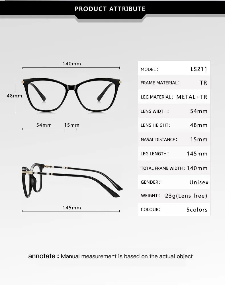 Classic Minimalist Geometric Design Fashionable Anti-blue Light Reading Glasses Customized Prescription Available LS211