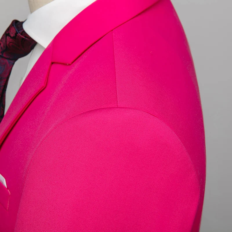 2026 New Men's Suit 3-Piece, Wedding Party Dress Jacket Vest Trousers, Fashion Slim Fit Blazer Waistcoat Pants Red Blue Green