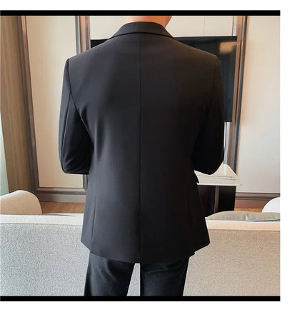 2024 Autumn Winter New Strap Decoration Suit Jacket for Men Fashion Slim Casual Business Blazers Groom Wedding Social Tailcoat