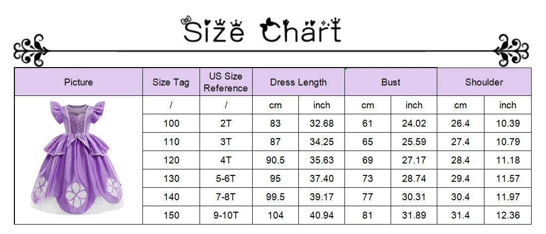 Sofia Costume the First Dress for Girls Princess Costumes Children Princess Dress Birthday Party Sophia Kids Prom Dresses
