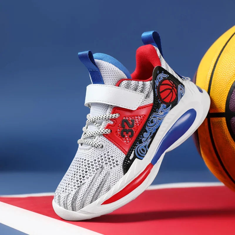 Brand Kids' Sports Shoes Non-slip Running Shoes Boys Basketball Sports Tennis Shoes Fashion Comfortable Teenager Casual Sneakers